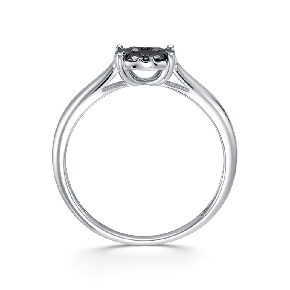 Кольцо из белого золота с чёрными бриллиантами (062971)