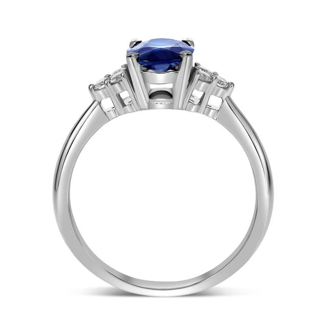 Кольцо из белого золота с бриллиантами и сапфиром (048919)