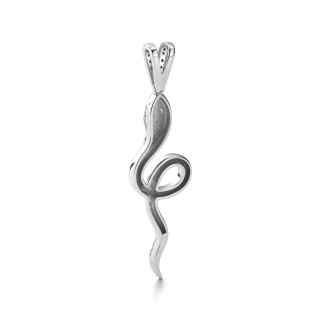 Кулон из белого золота с бриллиантами и изумрудами (060917)