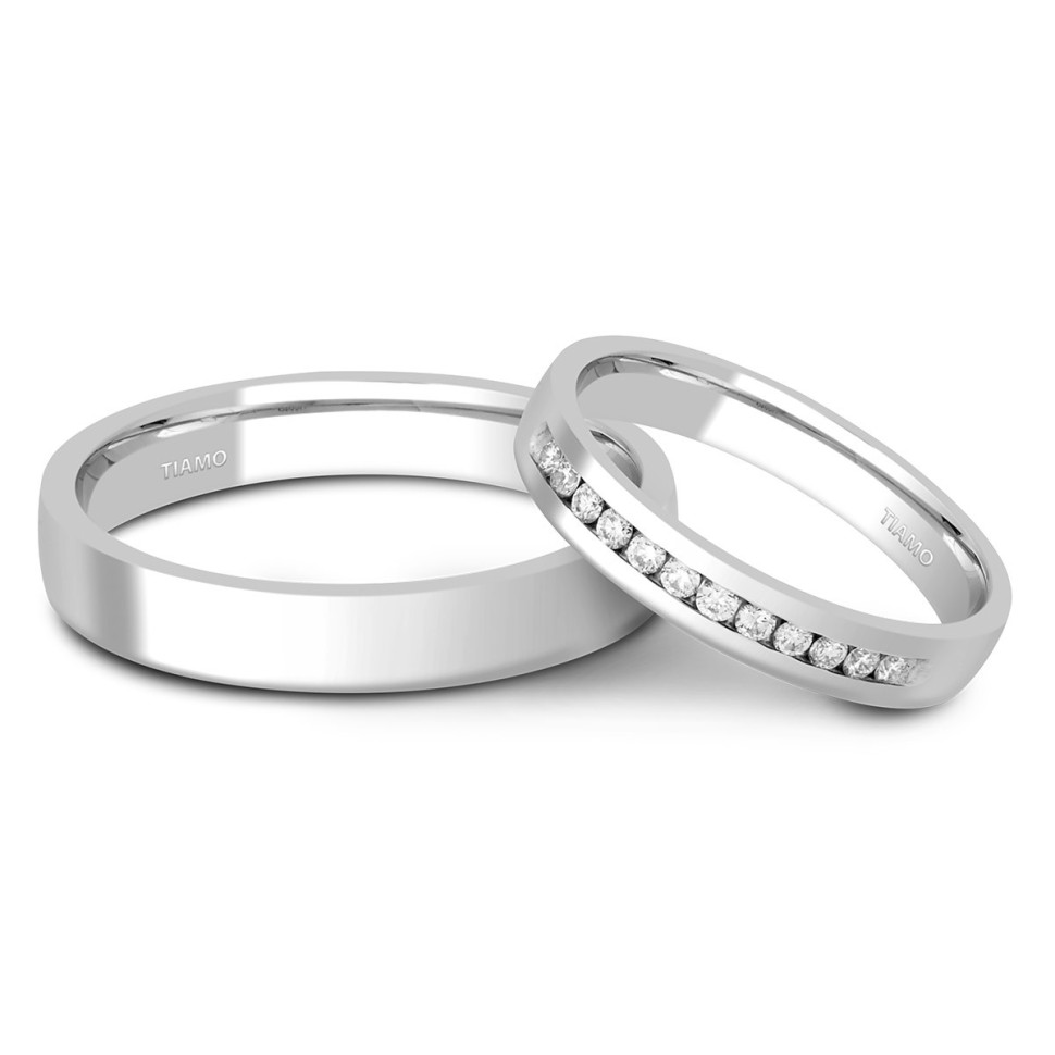 Обручальное кольцо из белого золота TIAMO (000087)