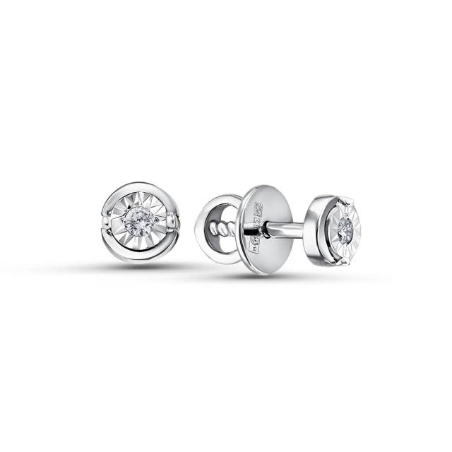 Серьги пусеты из белого золота с бриллиантами (061744)