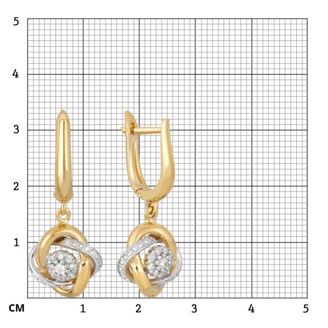 Серьги из комбинированного золота с бриллиантами (039644)