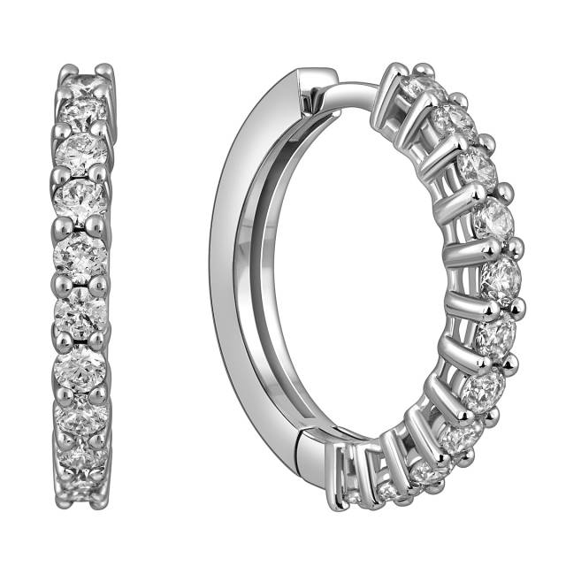 Серьги конго из белого золота с бриллиантами (057691)