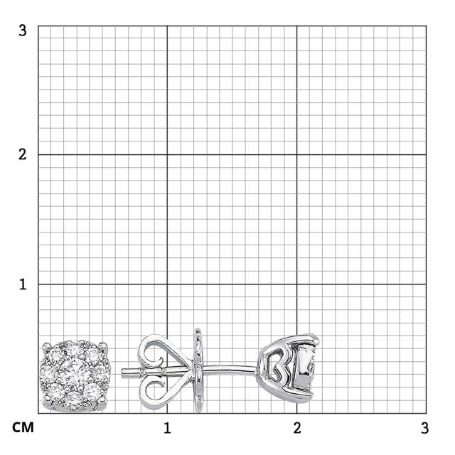 Серьги пусеты из белого золота с бриллиантами (051578)