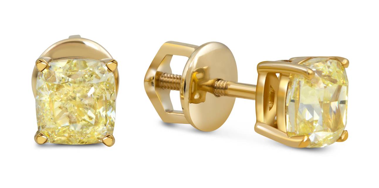 Серьги пусеты из жёлтого золота с бриллиантами (054379)