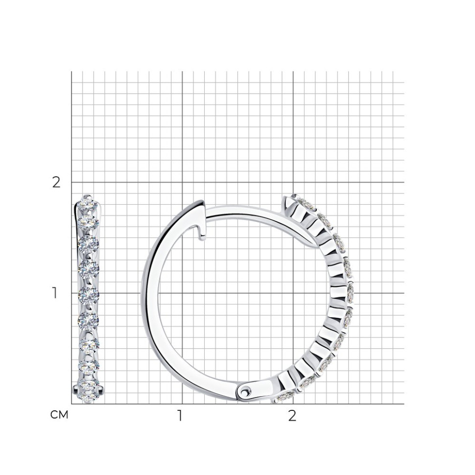 Серьги конго из белого золота с бриллиантами (047375)