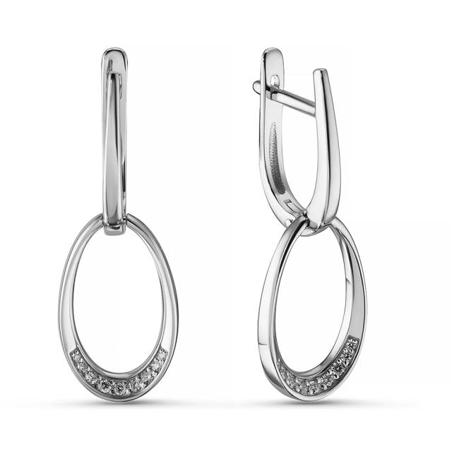 Серьги из белого золота с бриллиантами  (063754)