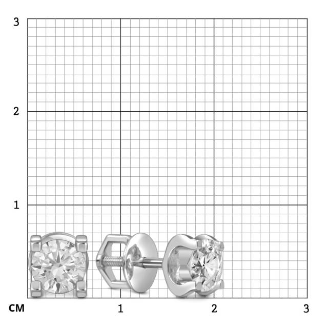 Серьги пусеты из белого золота с бриллиантами (054821)
