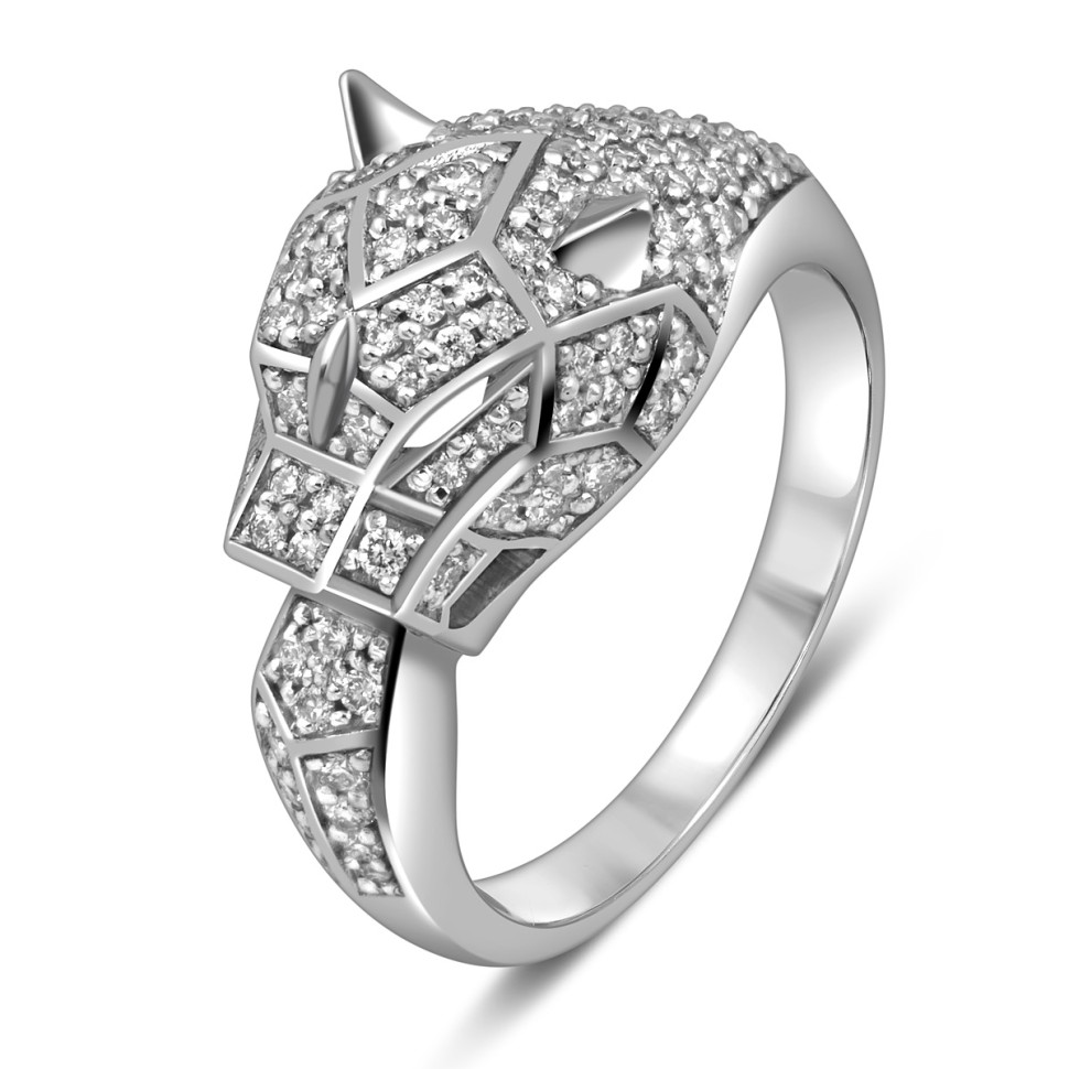 Кольцо из белого золота с бриллиантами (058450)