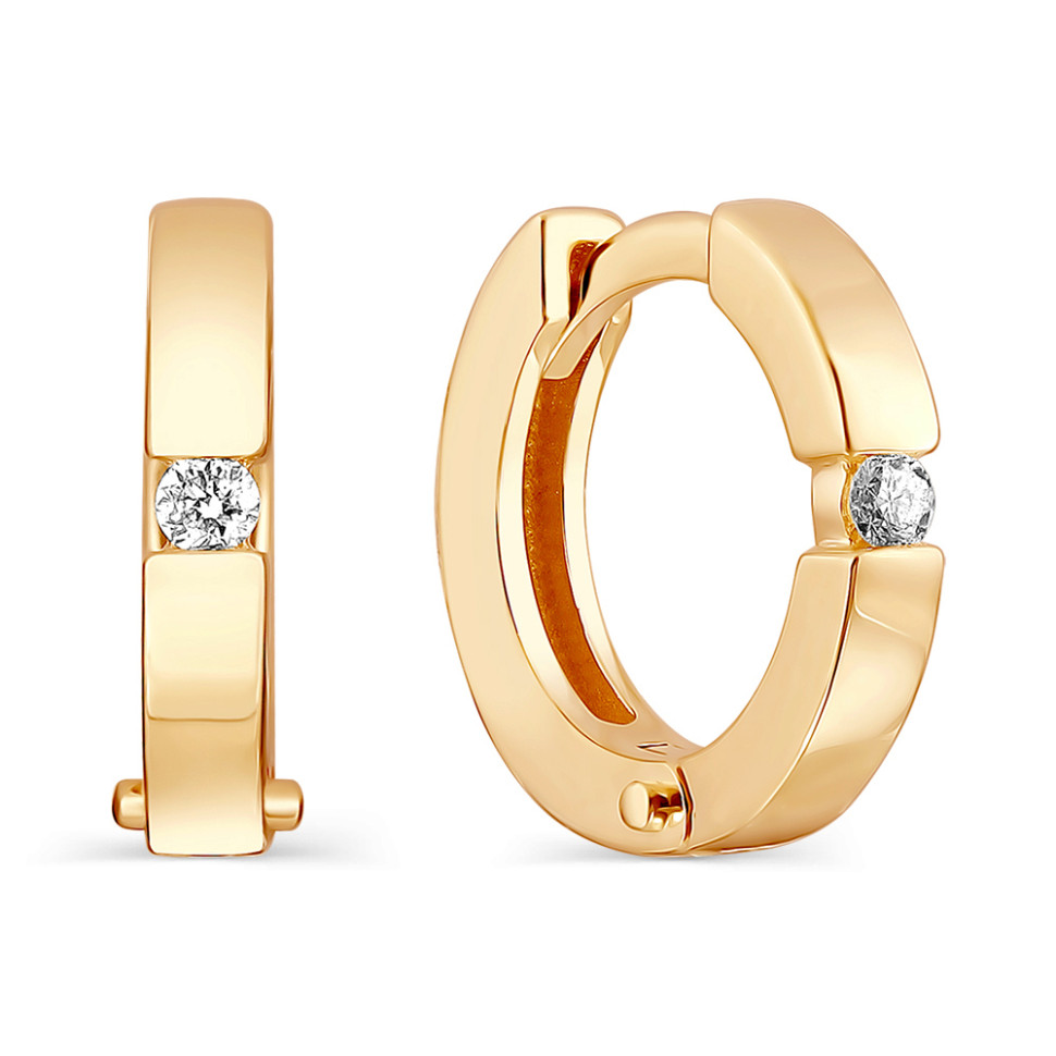 Серьги конго из красного золота с бриллиантами (059876)