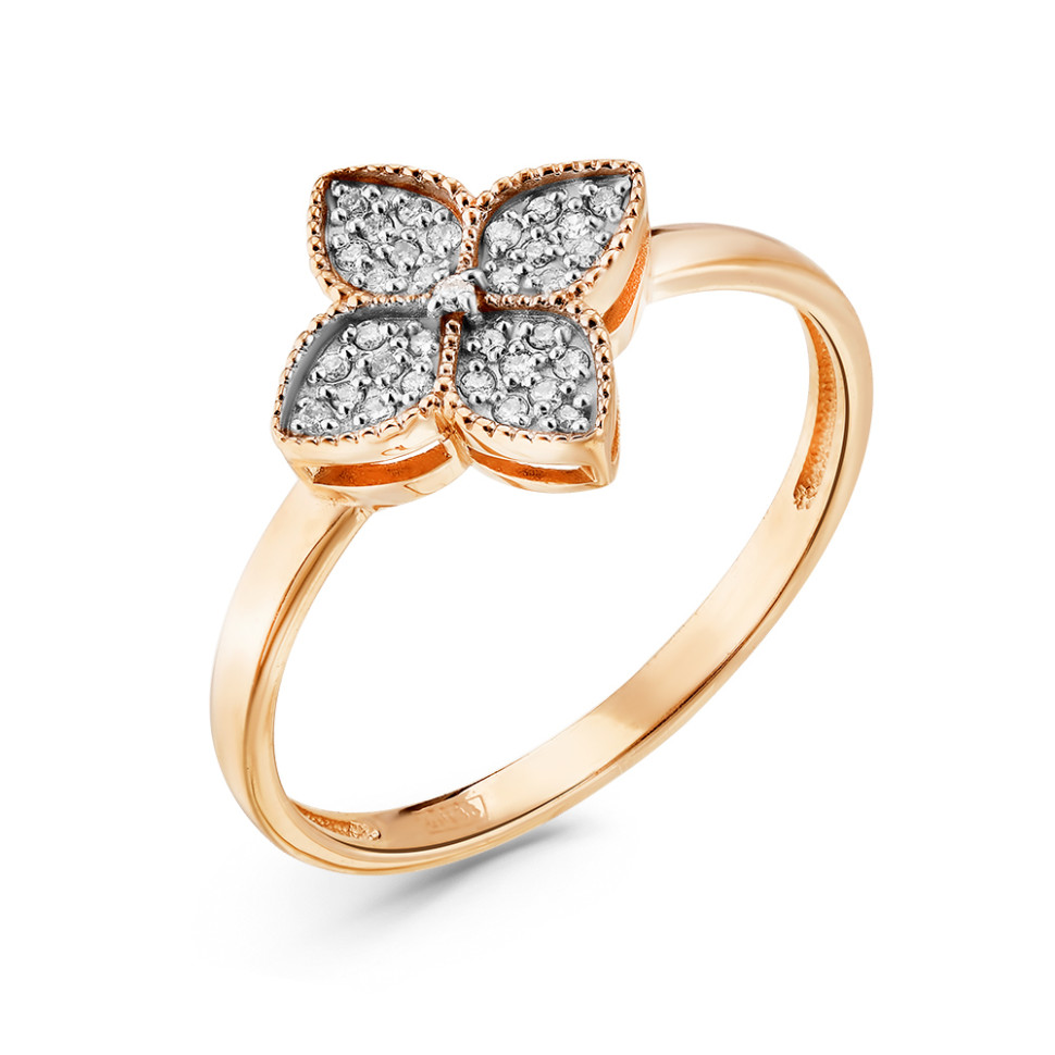 Кольцо из красного золота с бриллиантами (060091)