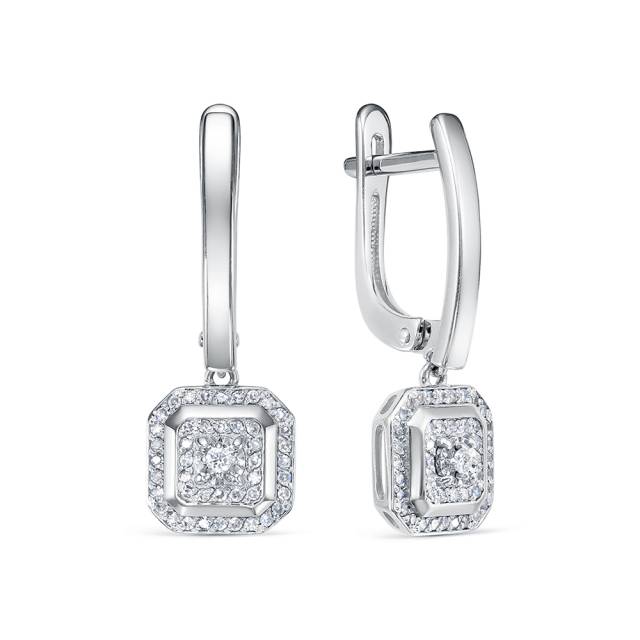 Серьги из белого золота с бриллиантами (060402)