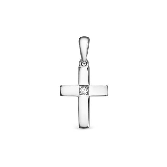 Кулон крест из платины с бриллиантом (058004)