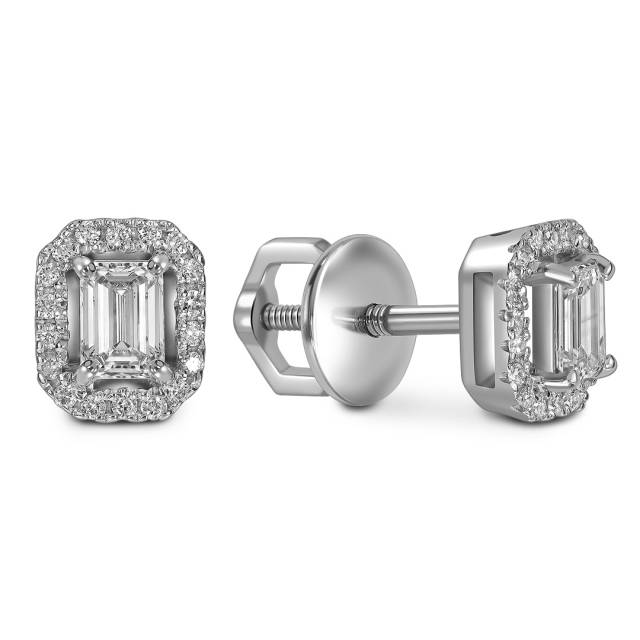 Серьги пусеты из белого золота с бриллиантами (061642)