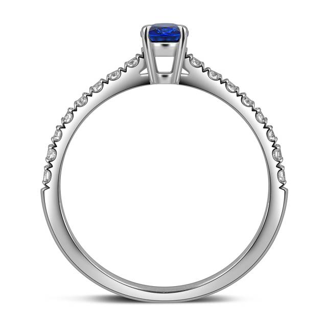 Кольцо из белого золота с бриллиантами и сапфиром (063658)