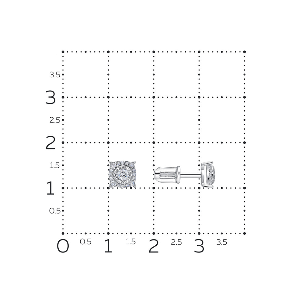 Серьги пусеты из белого золота с бриллиантами (062506)