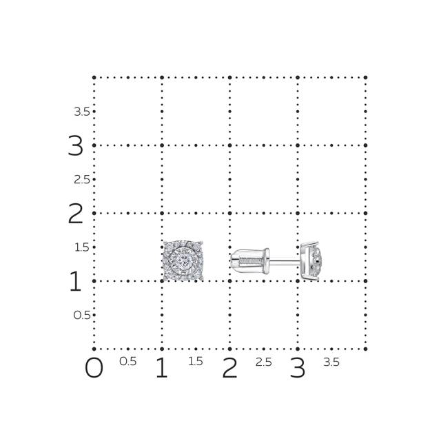 Серьги пусеты из белого золота с бриллиантами (062506)