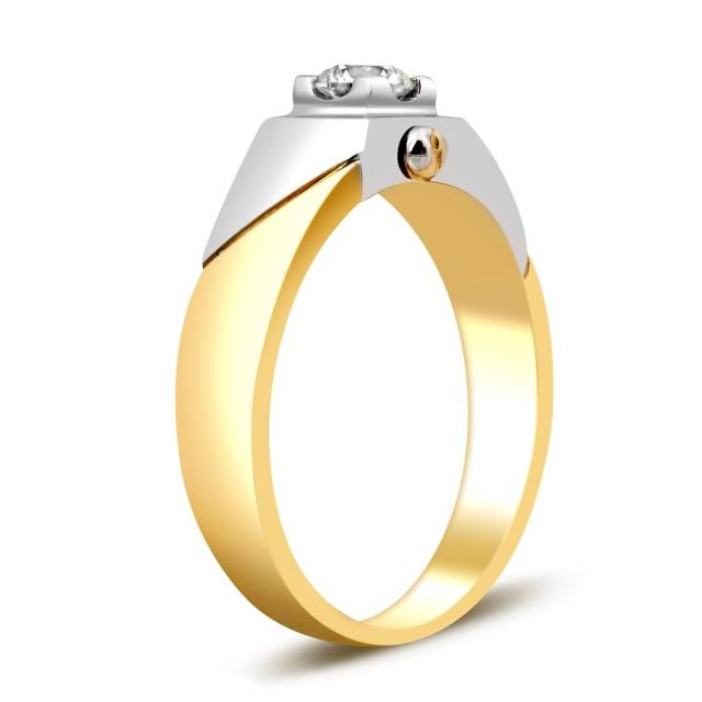 Кольцо из комбинированного золота с бриллиантом (015387)