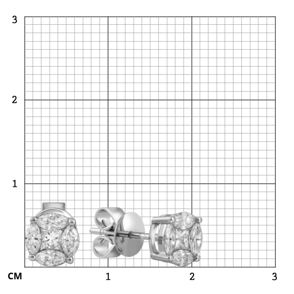 Серьги пусеты из белого золота с бриллиантами (046855)