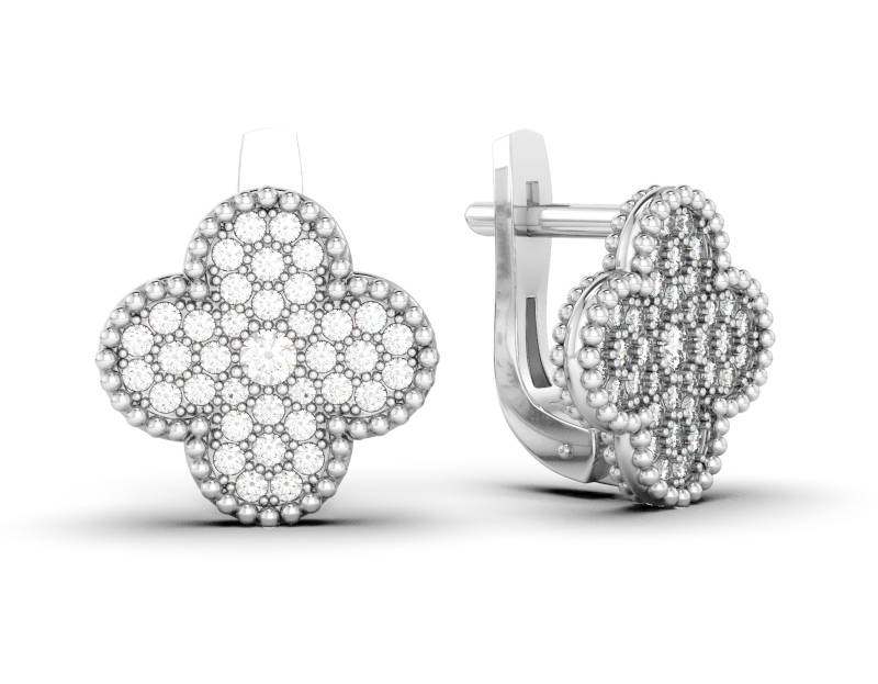 Серьги из белого золота с бриллиантами (053002)