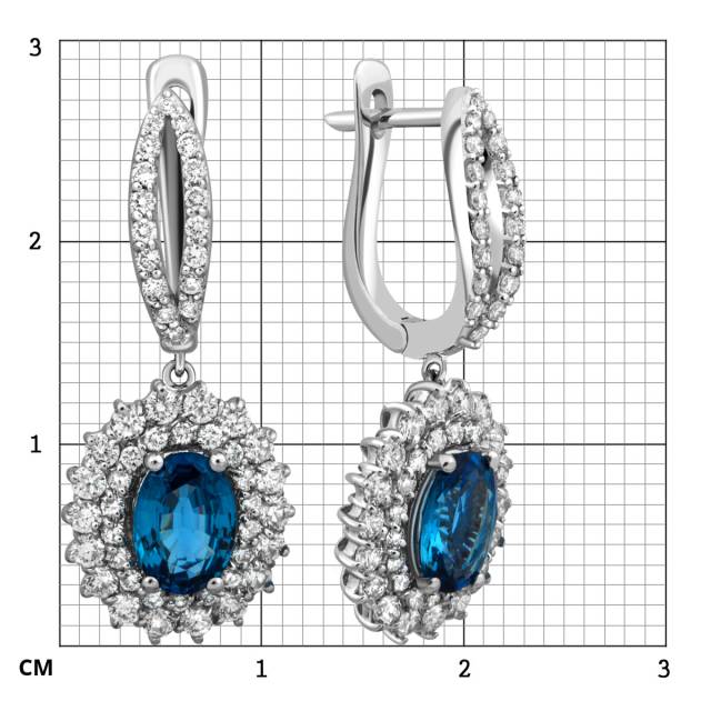 Серьги из белого золота с бриллиантами и сапфирами (023134)