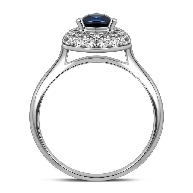 Кольцо из белого золота с бриллиантами и сапфиром (046243)