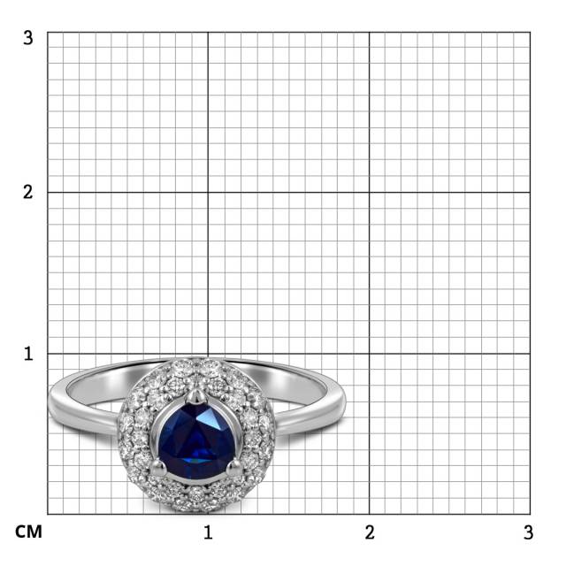 Кольцо из белого золота с бриллиантами и сапфиром (046243)