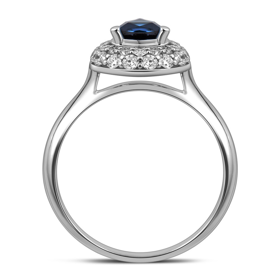 Кольцо из белого золота с бриллиантами и сапфиром (046243)