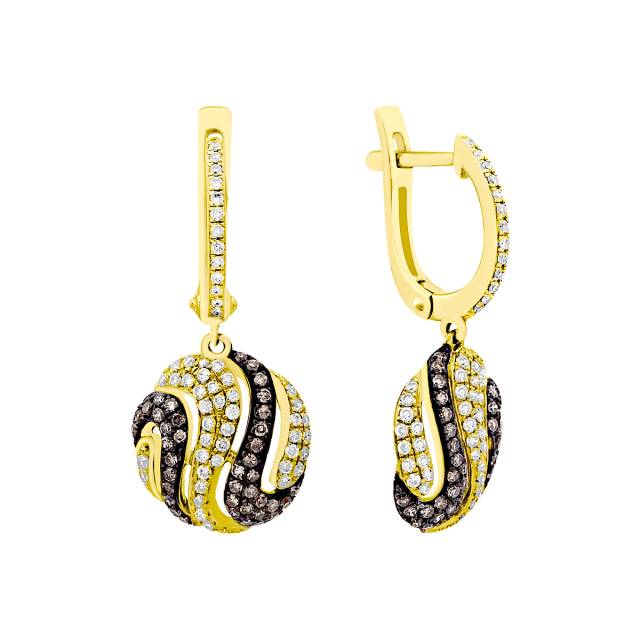 Серьги из жёлтого золота с бриллиантами (012797)