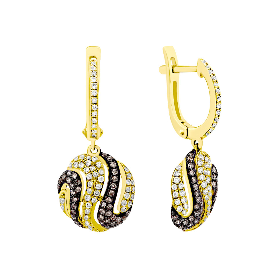 Серьги из жёлтого золота с бриллиантами (012797)