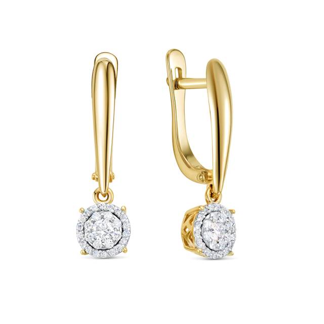 Серьги из жёлтого золота с бриллиантами (054723)