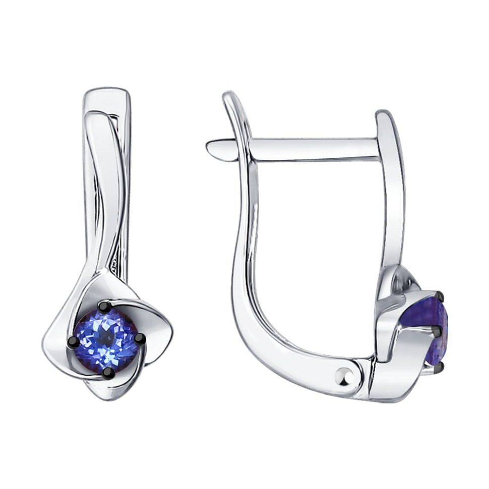 Серьги из белого золота с танзанитами (046763)