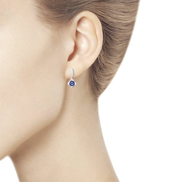 Серьги из белого золота с танзанитами (046763)