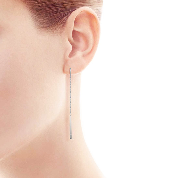 Серьги протяжки из белого золота с бриллиантами (047668)