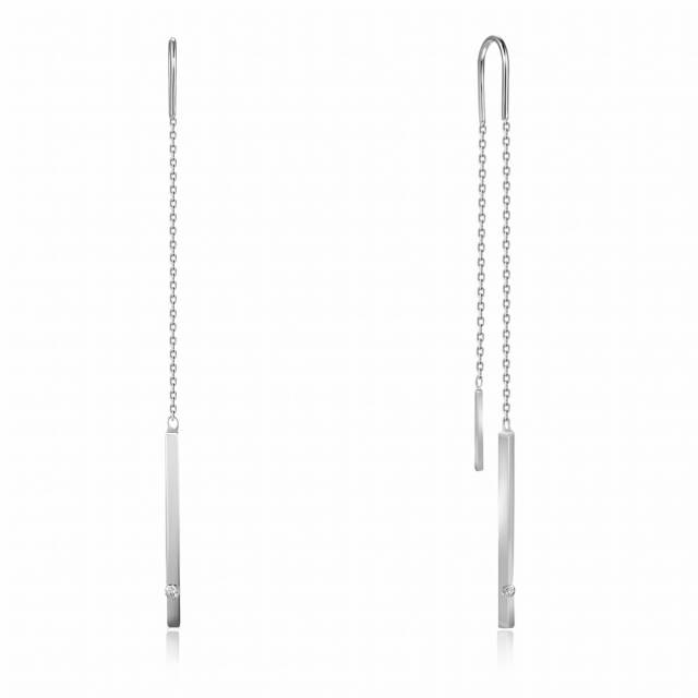 Серьги протяжки из белого золота с бриллиантами (047668)