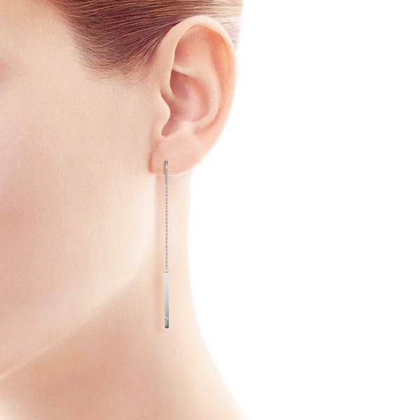 Серьги протяжки из белого золота с бриллиантами (047668)