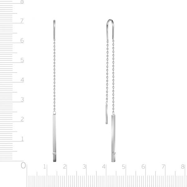 Серьги протяжки из белого золота с бриллиантами (047668)