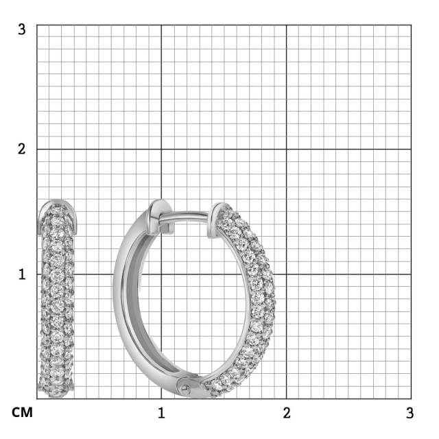 Серьги конго из белого золота с бриллиантами  (059387)