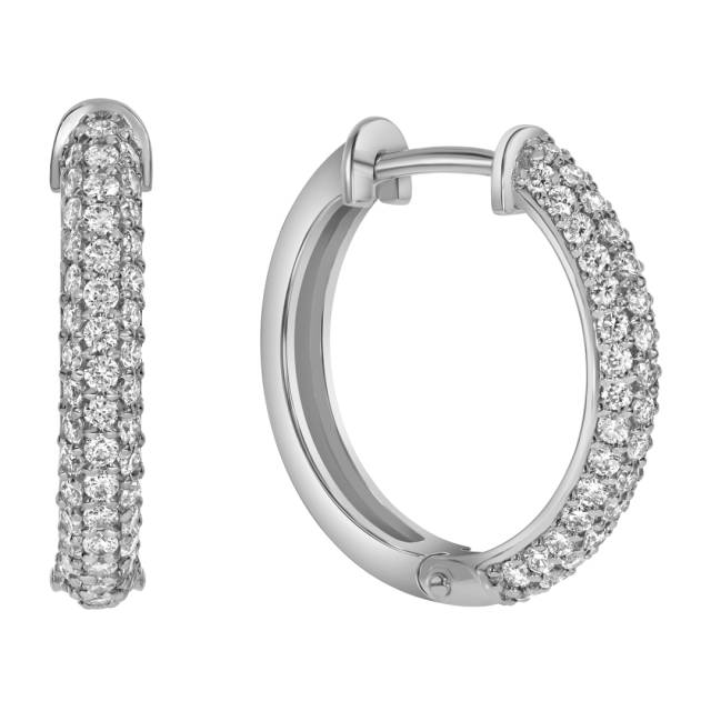 Серьги конго из белого золота с бриллиантами  (059387)