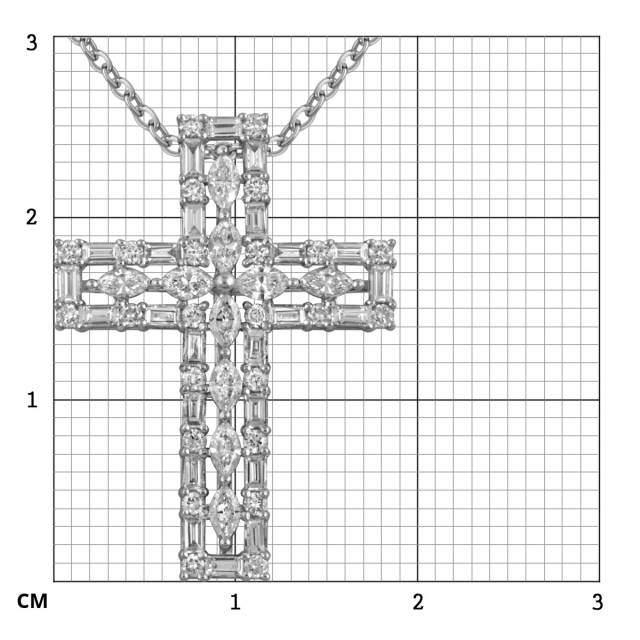 Колье крест из белого золота с бриллиантами "Crivelli" (052636)