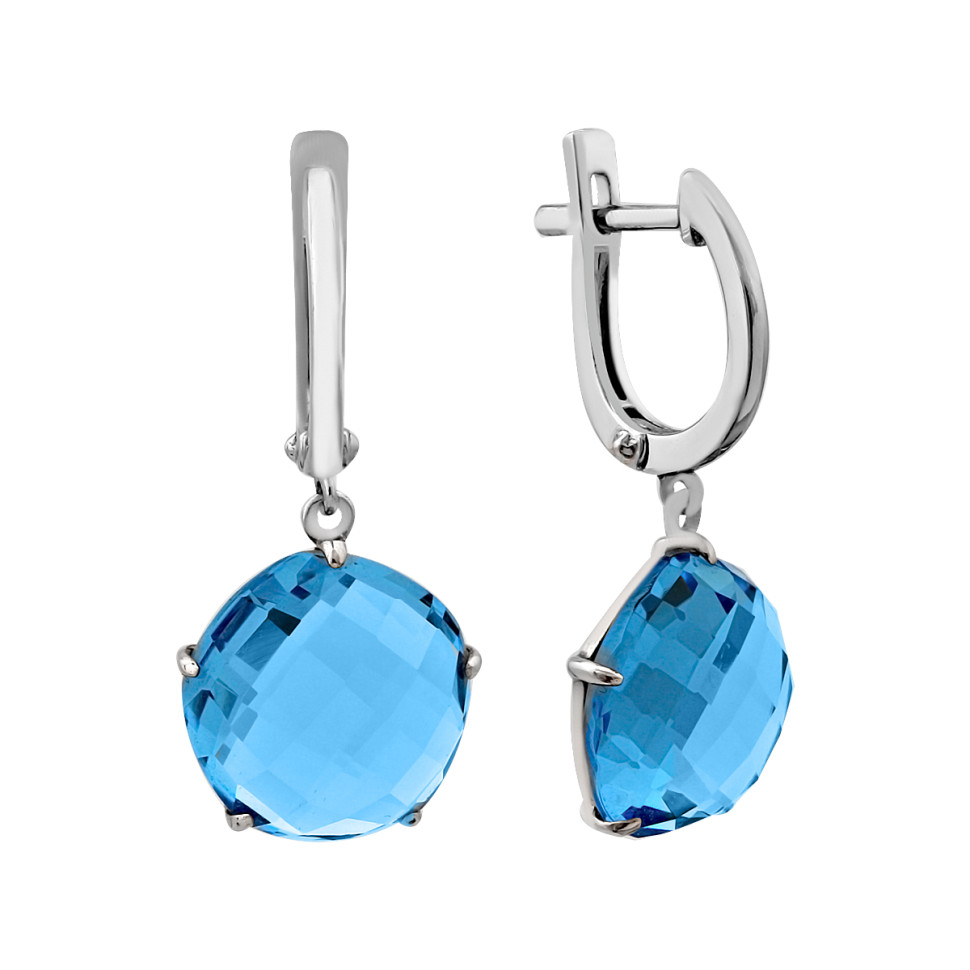 Серьги из белого золота с топазами (012714)