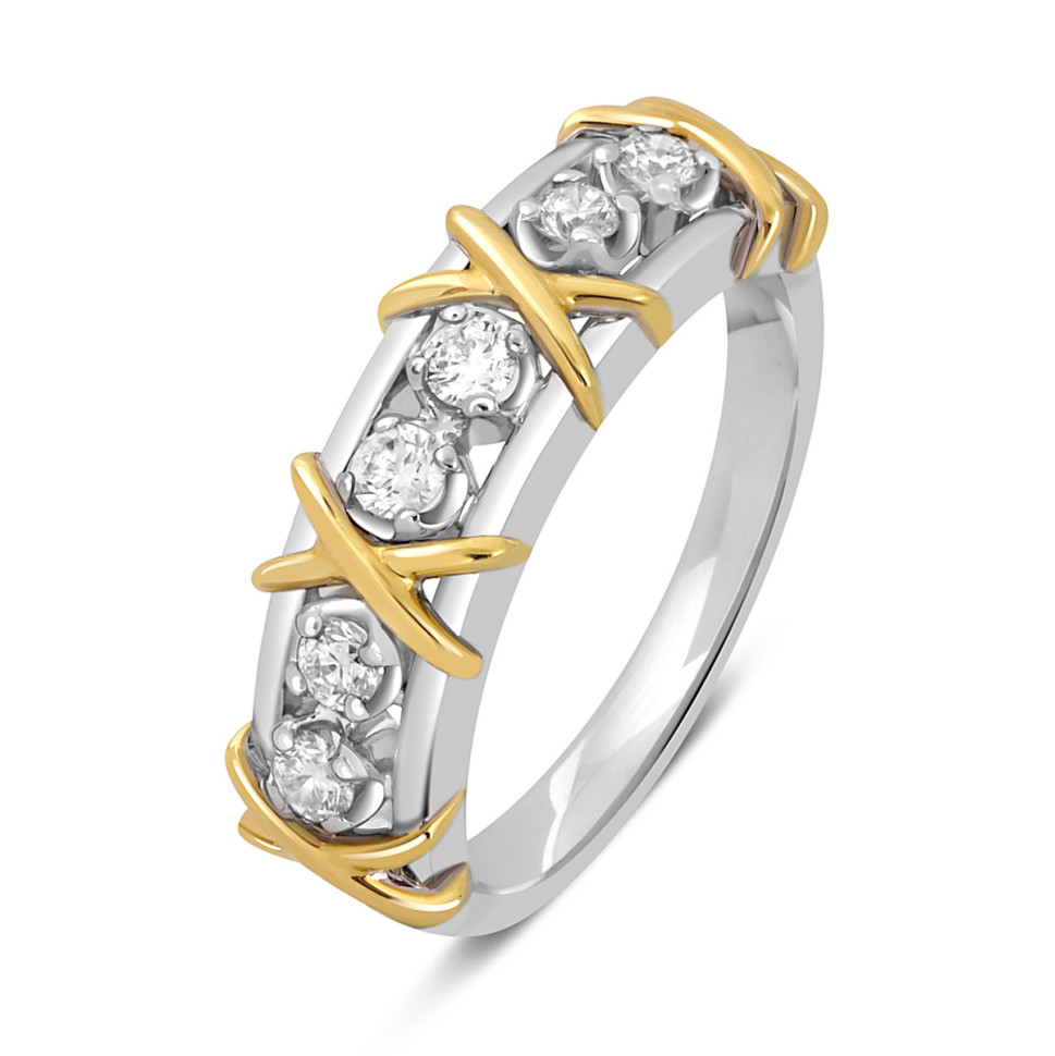 Кольцо из комбинированного золота с бриллиантами (046106)