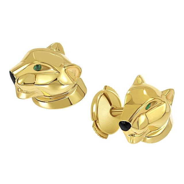 Серьги пусеты из  жёлтого золота с цирконами (060538)