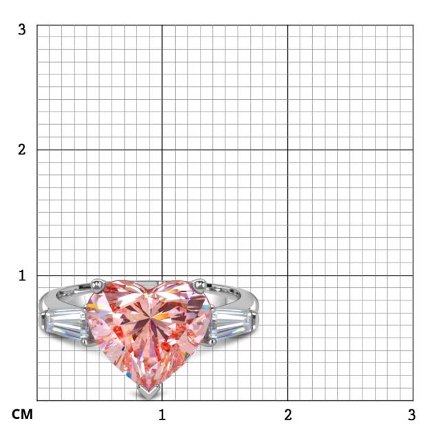 Помолвочное колье из белого золота с розовым бриллиантом "Сердце" (060515)