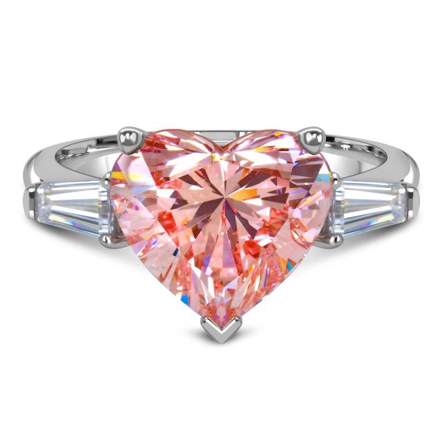 Помолвочное колье из белого золота с розовым бриллиантом "Сердце" (060515)