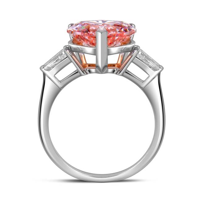 Помолвочное колье из белого золота с розовым бриллиантом "Сердце" (060515)