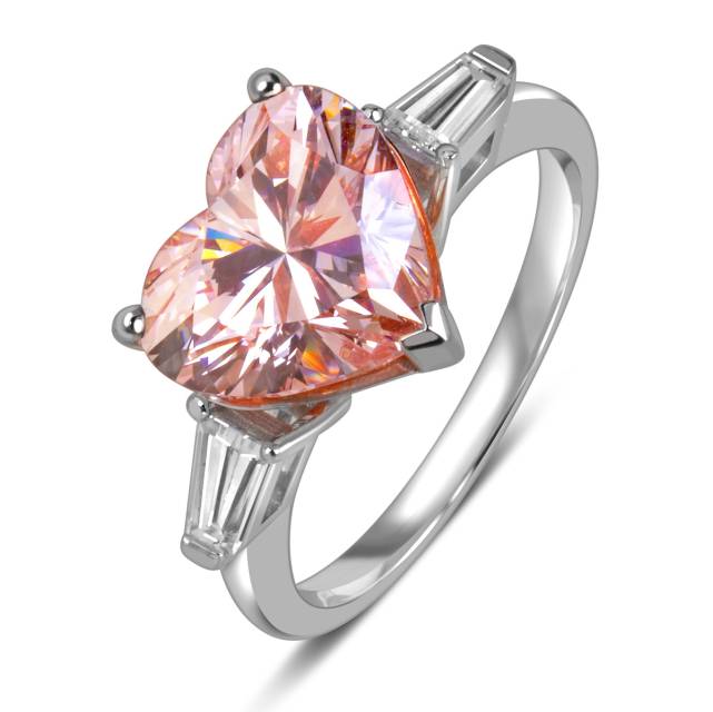 Помолвочное колье из белого золота с розовым бриллиантом "Сердце" (060515)