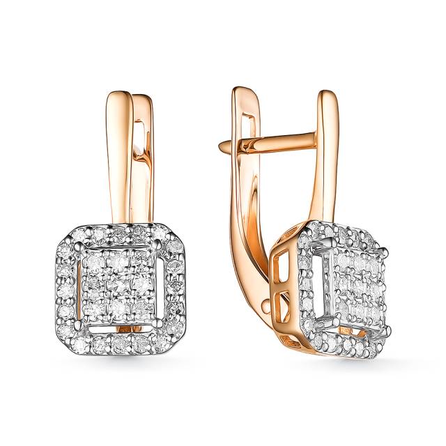 Серьги из красного золота с бриллиантами (060576)