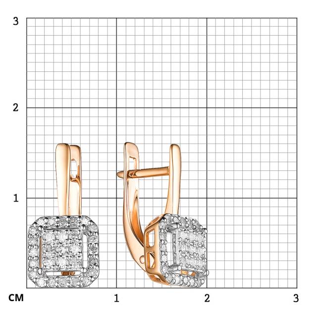 Серьги из красного золота с бриллиантами (060576)