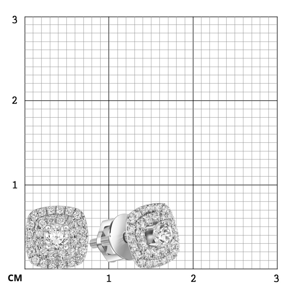 Серьги пусеты из белого золота с бриллиантами (061644)